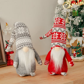 Set of 2 Santa Gnome Elf Plush Doll Christmas Decoration Set Xmas Ornament