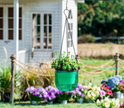 Set of 2 self watering hanging planters, 6.5 inches approx. 16.5 cm