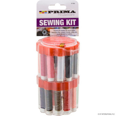 Set Of 2 Sewing Kit Assorted Thread Needles Scissors Cotton Buttons Measuring Tape