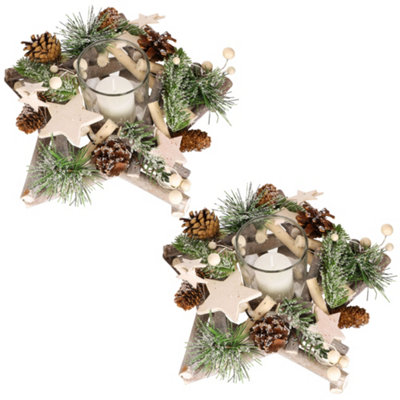 Set of 2 Shooting Star Tealight Xmas Table Decoration Centrepiece Christmas Décor Candle Holder