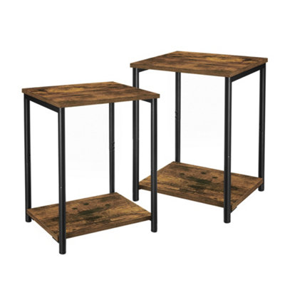 Set of 2 Side Tables, 2-Tier Sofa Side Tables, Bedside Tables with ...