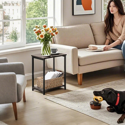 Set of 2 Side Tables, 2-Tier Sofa Side Tables, Bedside Tables with ...