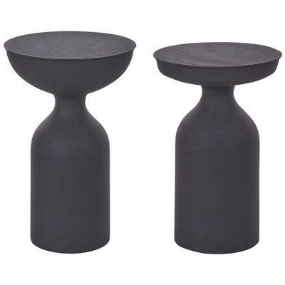 Set of 2 Side Tables COTA/TENJO Metal Black