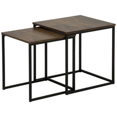 Set of 2 Side Tables DENNY Dark Brown