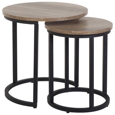 Set of 2 Side Tables DIXIE Brown