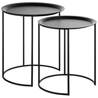 Set of 2 Side Tables TWINS Metal Black