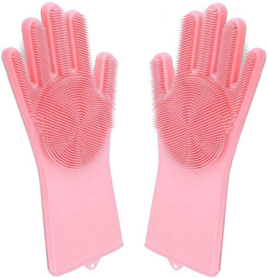 Set Of 2 Silicone Brush Scrubber - Magic Dishwashing Cleaning Sponge Gloves - Reusable - Heat Resistant