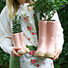 Set of 2 Small and Large Pink Wellington Boots Planter