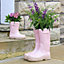 Set of 2 Small and Large Pink Wellington Boots Planter