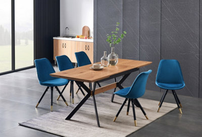 Set of 2 Sofia Velvet Dining Chairs Upholstered Dining Room Chair, Blue