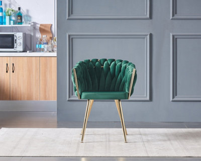 Set of 2 Sofia Velvet Dining Chairs Upholstered Dining Room Chair, Green