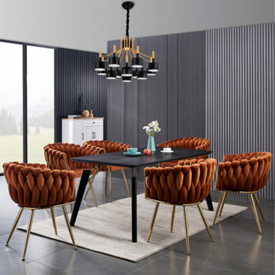 Set of 2 Sofia Velvet Dining Chairs Upholstered Dining Room Chair, Orange