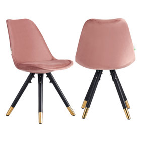 Set of 2 Sofia Velvet Dining Chairs Upholstered Dining Room Chair, Pink