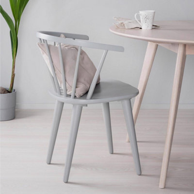 Set Of 2 Solid Wooden Dining Chairs Grey With Spindled Back | DIY at B&Q