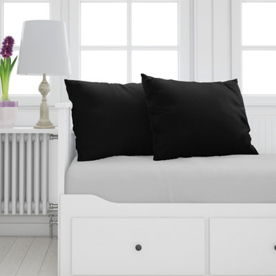 Set of 2 Square Cushion Covers, Black Polyester Linen Pillow Case, 45cm x 45cm