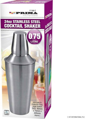 Set Of 2 Stainless Steel Cocktail Shaker 0.75L Mixer Party Bar Mixing Tin Drinks 24Oz