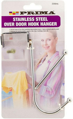 Set Of 2 Stainless Steel Over The Door Hook Hanger Clothes Towel Coat Storage