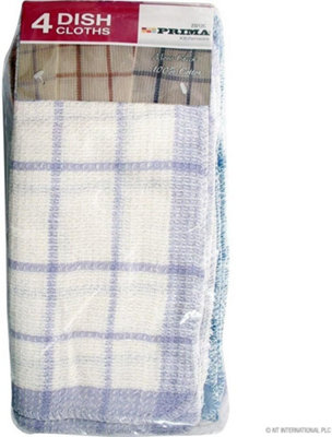 Set Of 2 Stripe And Checker Cloths Dish Tea Towel Cotton Reusable Cleaning
