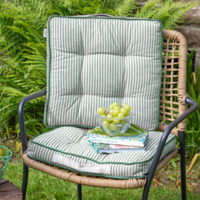 Set of 2 Striped Outdoor Summer Garden Furniture Box Cushions