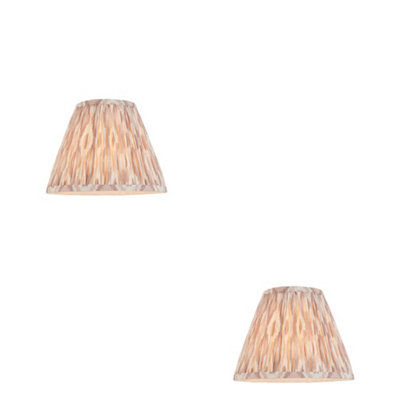 Set of 2 Stylish Handcrafted Tapered Cylinder Lamp Shades with Ikat Print Fabric