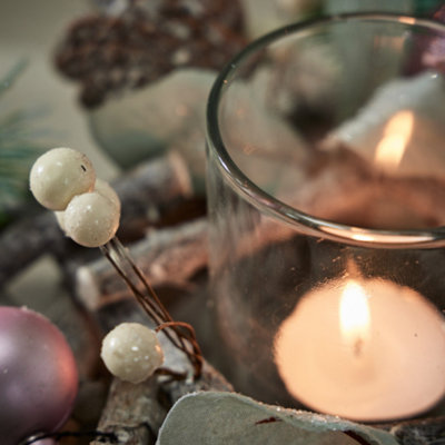 Set of 2 Sugar Sparkle Tealight Xmas Table Decoration Centrepiece Christmas Décor Candle Holder