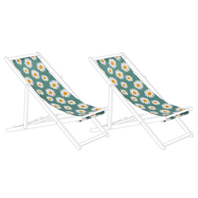 Set of 2 Sun Lounger Replacement Fabrics Chamomile Pattern ANZIO/AVELLINO