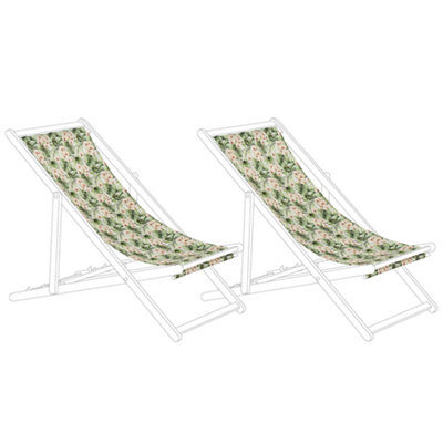 Set of 2 Sun Lounger Replacement Fabrics Floral Pattern ANZIO/AVELLINO