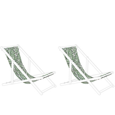 Set of 2 Sun Lounger Replacement Fabrics Leaf Pattern ANZIO/AVELLINO