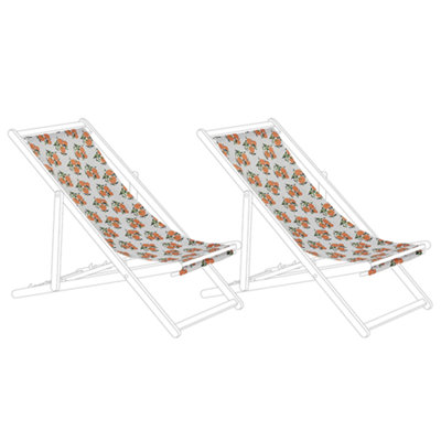 Set of 2 Sun Lounger Replacement Fabrics Oranges Pattern ANZIO/AVELLINO