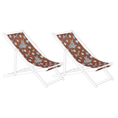 Set of 2 Sun Lounger Replacement Fabrics Poppies Pattern ANZIO/AVELLINO