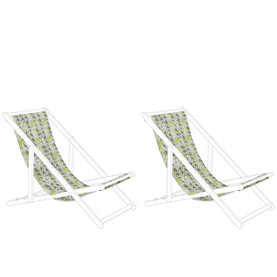 Set of 2 Sun Lounger Replacement Fabrics Yellow and Grey ANZIO/AVELLINO