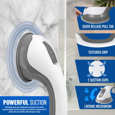 Set of 2 Support Grab Handle Suction Bath Shower Disability Aid Safety Grip Rail - 4