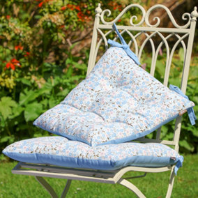 Set of 2 Sweet Pea Garden Seat Pads with Ties 40cm L x 40cm W