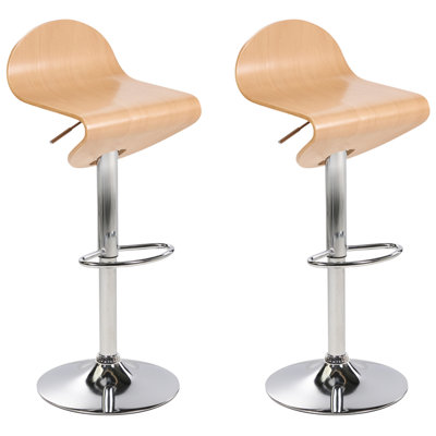 Set of 2 Swivel Bar Stools Light Wood LIVERPOOL DIY at B&Q