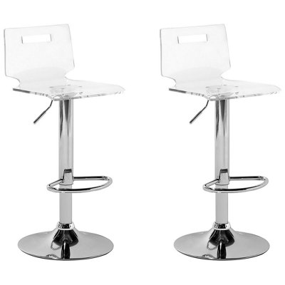 Set of 2 Swivel Bar Stools Transparent MALTA