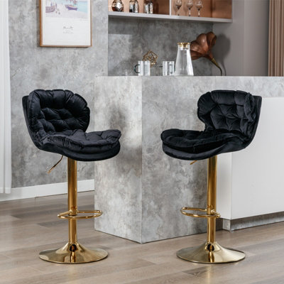 Set of 2 Swivvel Bar Stools  with Rolling Edge Backrest