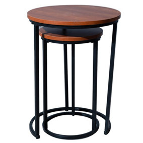 Set of 2 tall industrial nest of  side tables