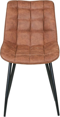 Set of 2 Tan Suede Effect Dining Chairs Plush Padded Upholstered Accent Chair - Alba by MCC