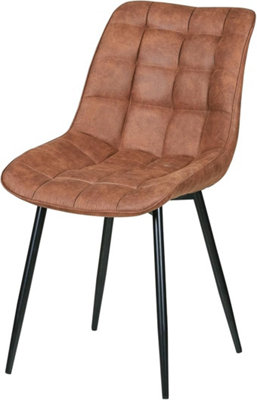 Set of 2 Tan Suede Effect Dining Chairs Plush Padded Upholstered Accent Chair - Alba by MCC