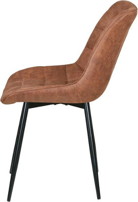 Set of 2 Tan Suede Effect Dining Chairs Plush Padded Upholstered Accent Chair - Alba by MCC