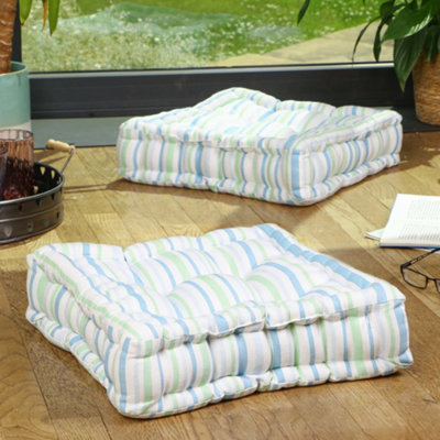 Set of 2 Tenby Stripe Box Indoor Hallway Furniture Bench Chair Seat Pad Cushion