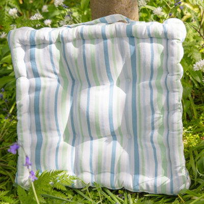 Set of 2 Tenby Stripe Box Outdoor Garden Furniture Cushion Seat Pads
