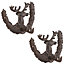 Set of 2 Traditional Cast Iron Vintage Deer Wall Hooks