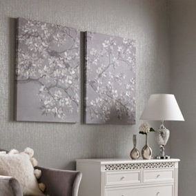 Set of 2 Tranquil Orchid Printed Canvas Floral Wall Art
