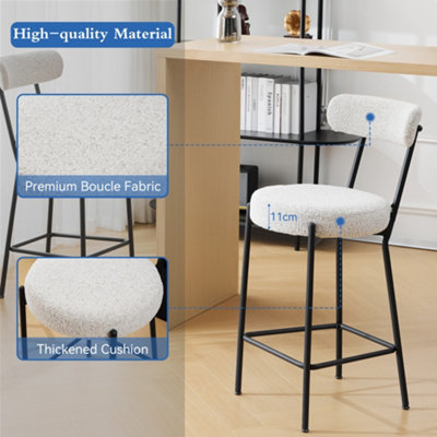 Set of 2 Upholstered Barstools with Curved Back Kitchen Breakfast Bar Stools Island Bar Chairs