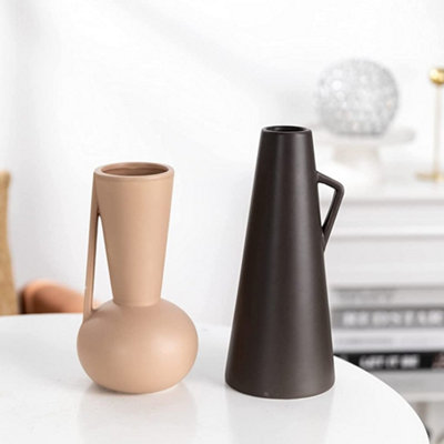 Set of 2 Vases Terracotta Tall Ceramic Modern Decorative Pottery Vases