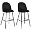 Set of 2 Velvet Bar Chairs Black ARCOLA