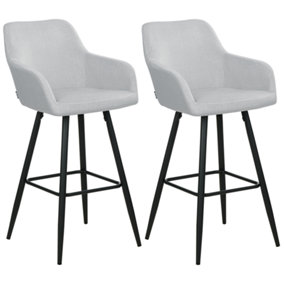 Set of 2 Velvet Bar Chairs Light Grey CASMALIA