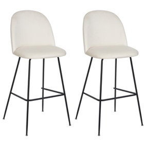 Set of 2 Velvet Bar Chairs Off-White ARCOLA