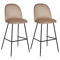 Set of 2 Velvet Bar Chairs Taupe ARCOLA
